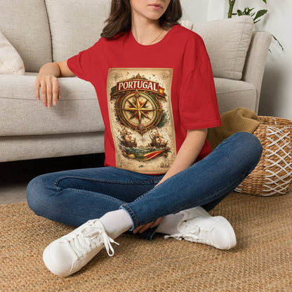 Portugal Compass T‑Shirt — Vintage Nautical Travel Tee