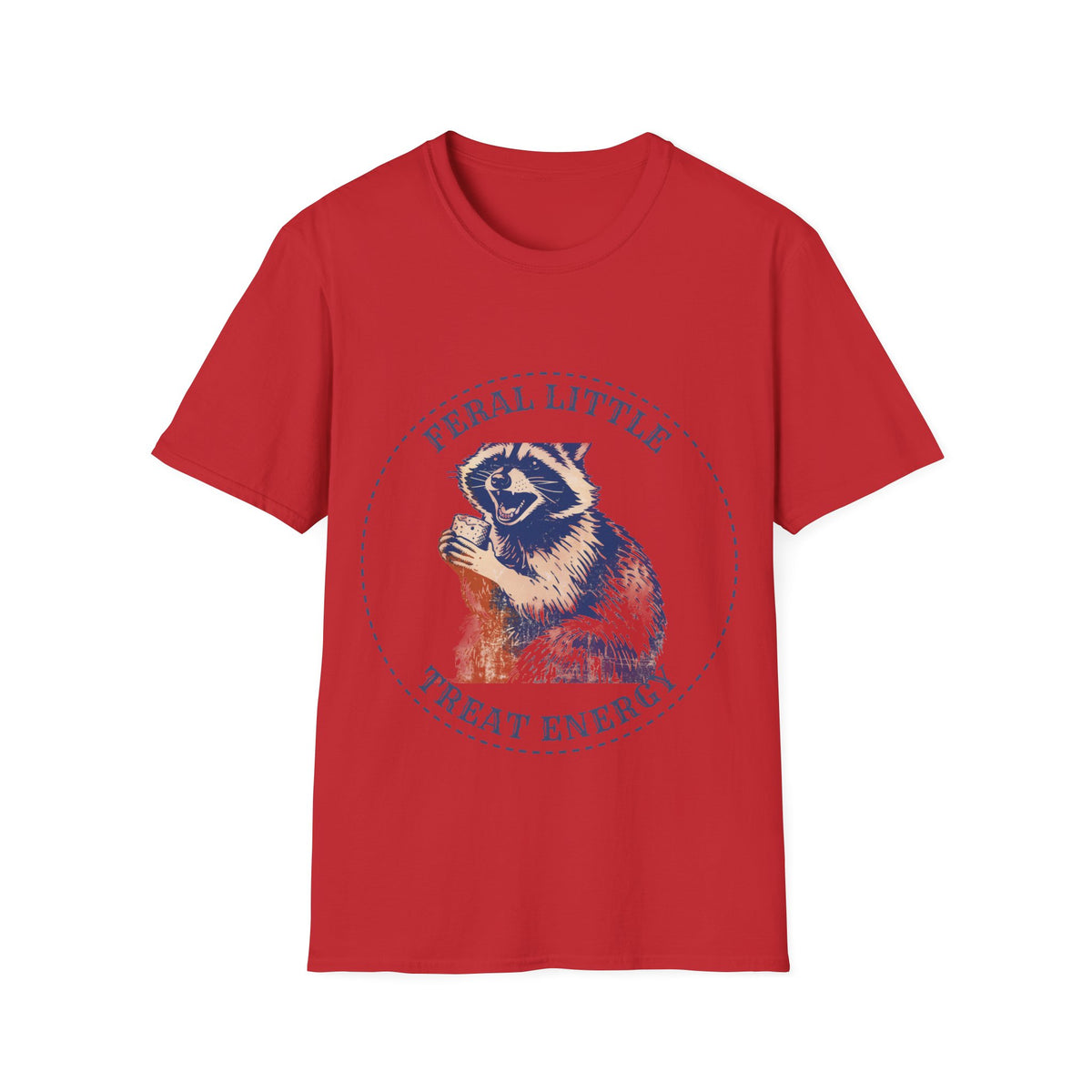 "Feral Little Treat Energy" Raccoon Graphic Tee - Funny Trash Panda Meme White T-Shirt - Trending Now - September 2026