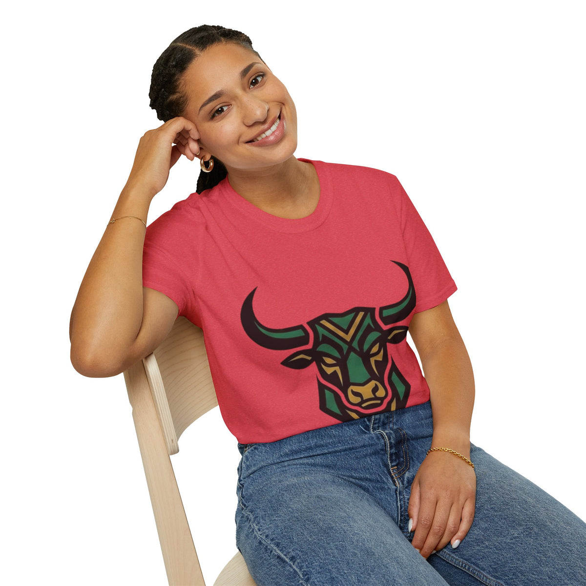 Bull Head Graphic T-Shirt — Tribal Geometric Rodeo Tee