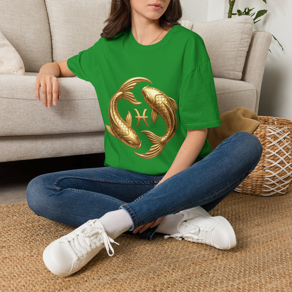 Pisces Gold Fish T-Shirt — Zodiac Symbol Astrology Tee
