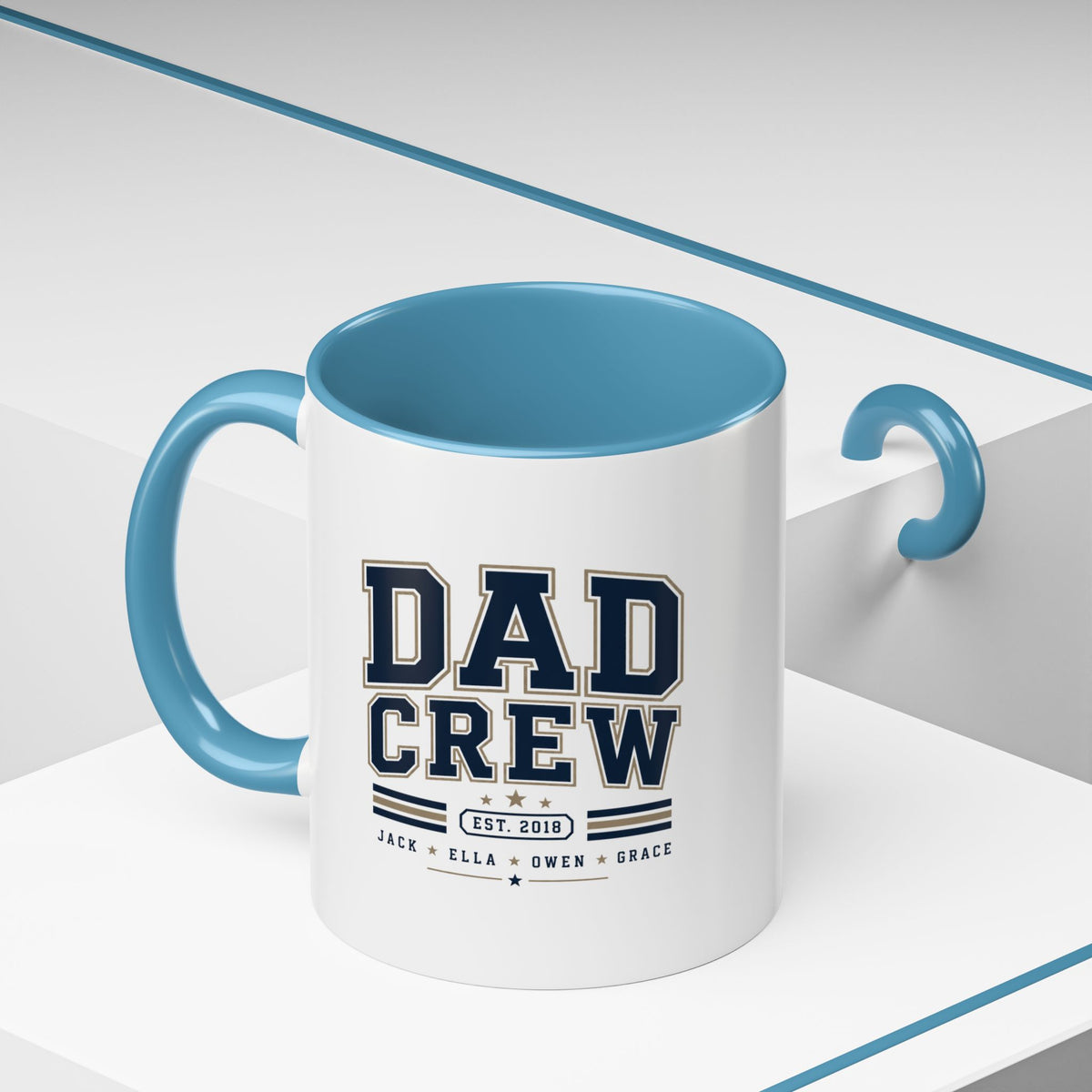 Milo Bailey Dog Dad Mom Dad Crew Accent Coffee Mug — Personalized Family Names, Established Date Coffee Cup