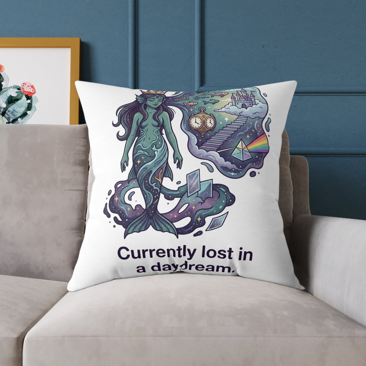 Pisces Zodiac Currently Lost In A Daydream Square Poly Canvas Pillow