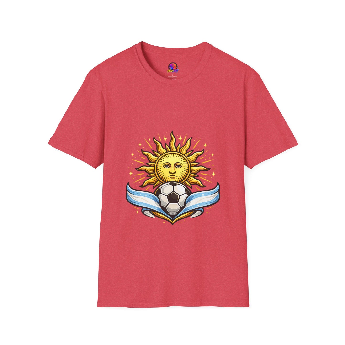 Argentina Sun Face Soccer T-Shirt — Retro Celestial Football Tee