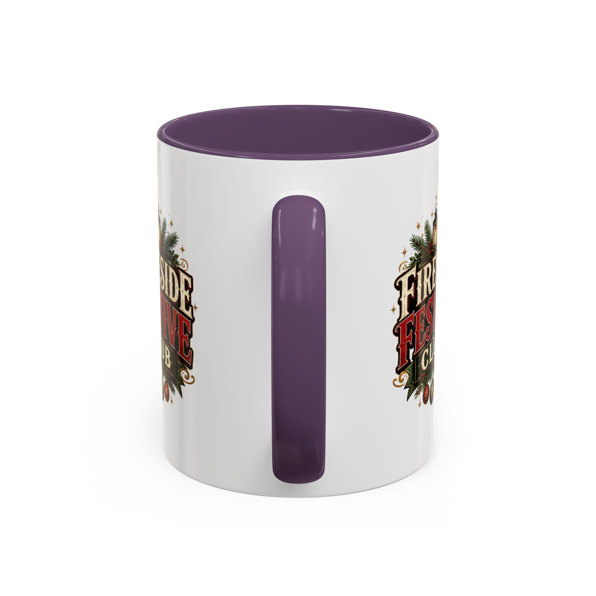 Fireside Festive Club Accent Coffee Mug — Holiday Christmas Hot Cocoa Gift