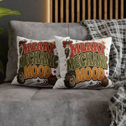 Merry Mechanic Mood Pillowcase Modern Day Christmas  — Festive Automotive Holiday Throw Pillowcase