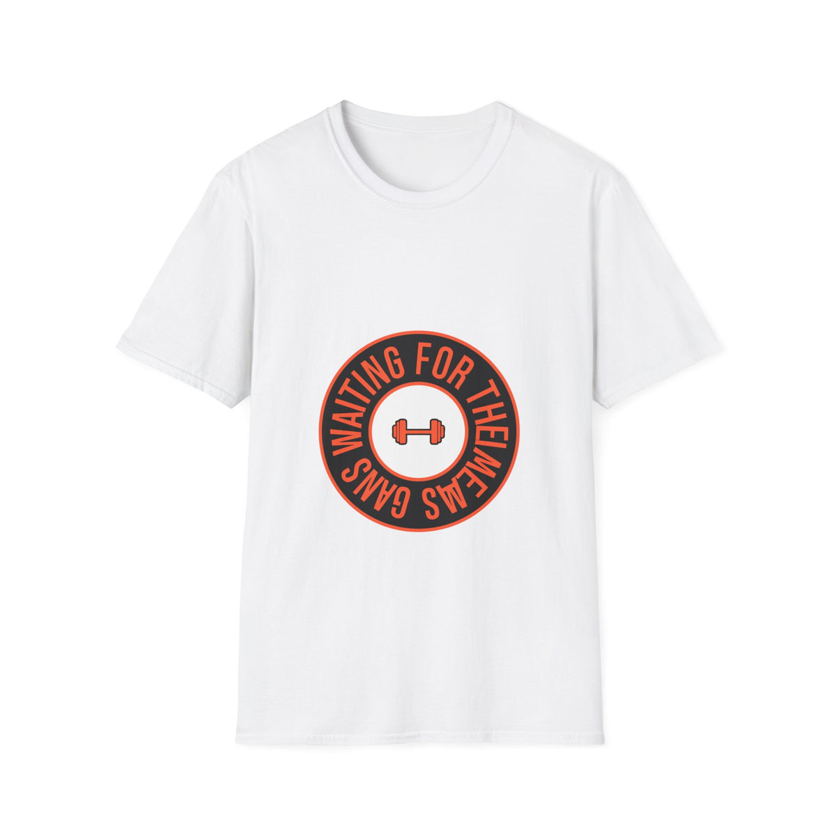 "Waiting For Them Gains" Dumbbell Seal Tee | Retro Fitness Circular T-Shirt - Trending Now - September 2026