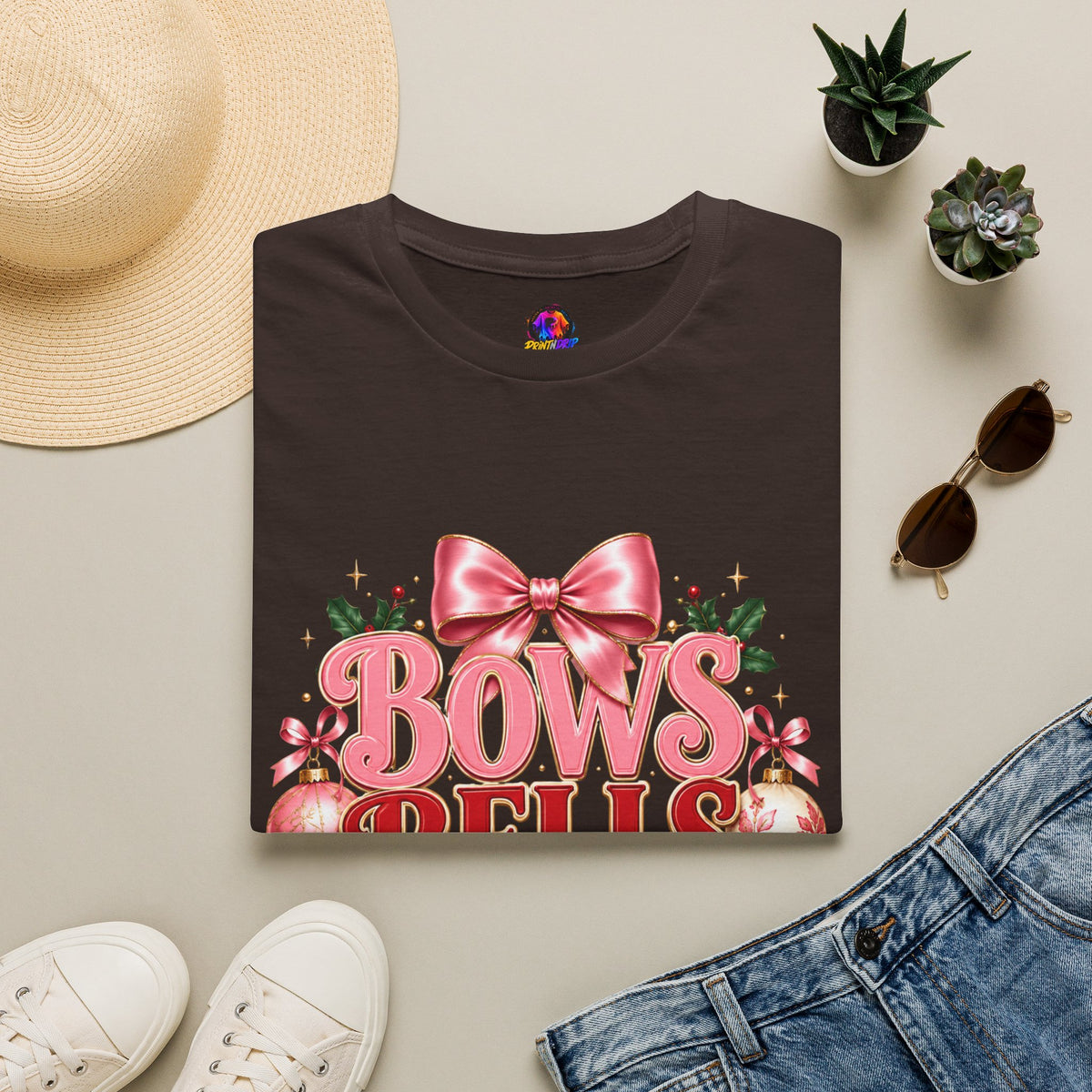 T-Shirt — Bows Bells Bliss Christmas Graphic Tee
