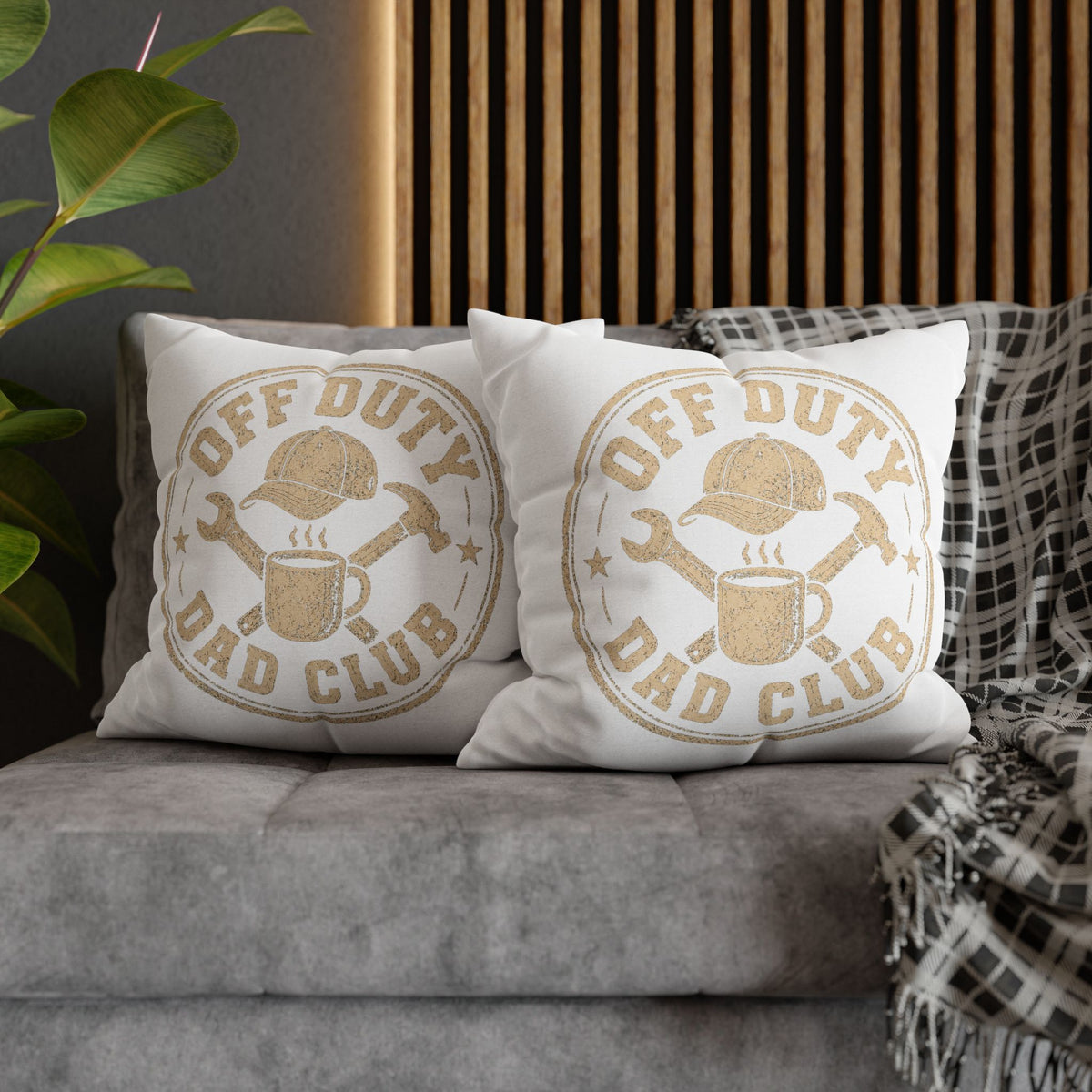 Off Duty Dad Club Pillowcase — Rustic Father's Day Decorative Throw Pillow Cover Milo Bailey Dog Dad Mom
