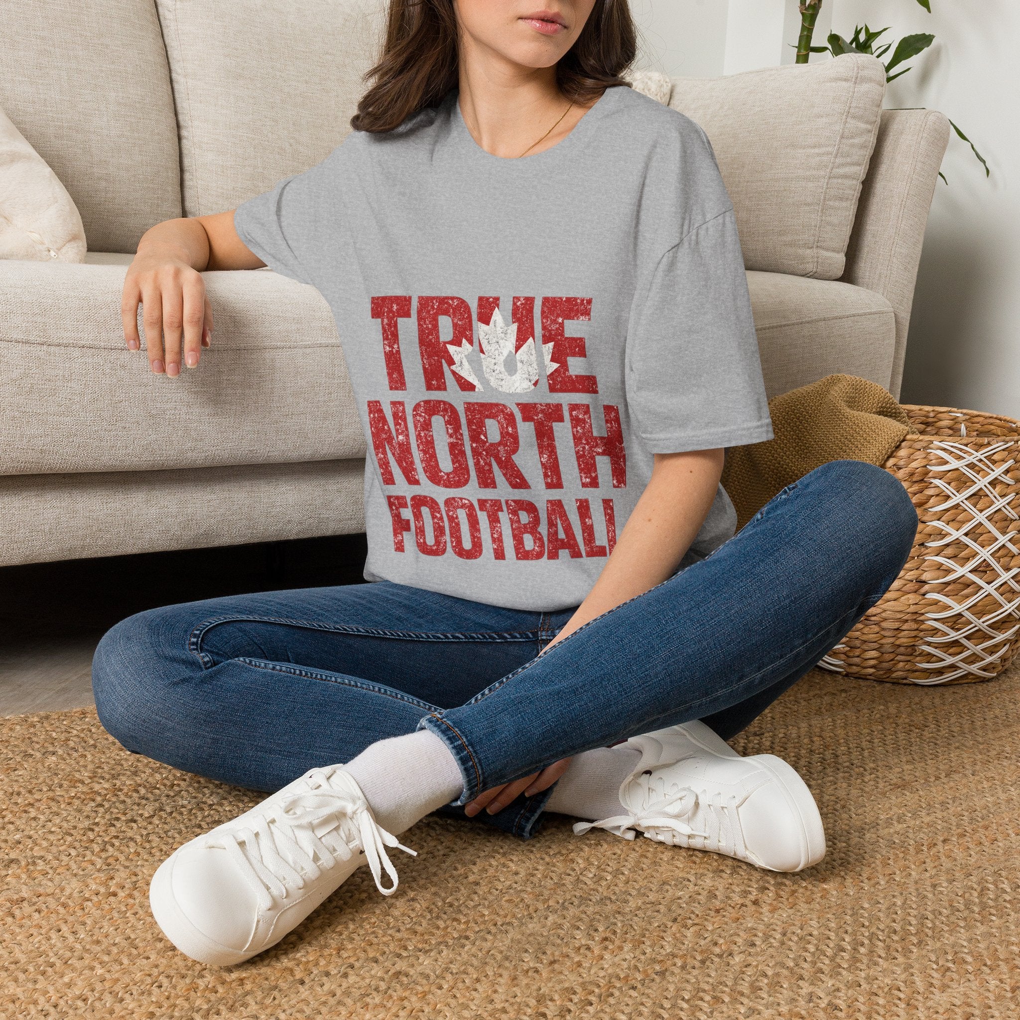 Canada True North Football T-Shirt — Vintage Canadian Maple Leaf Team Tee