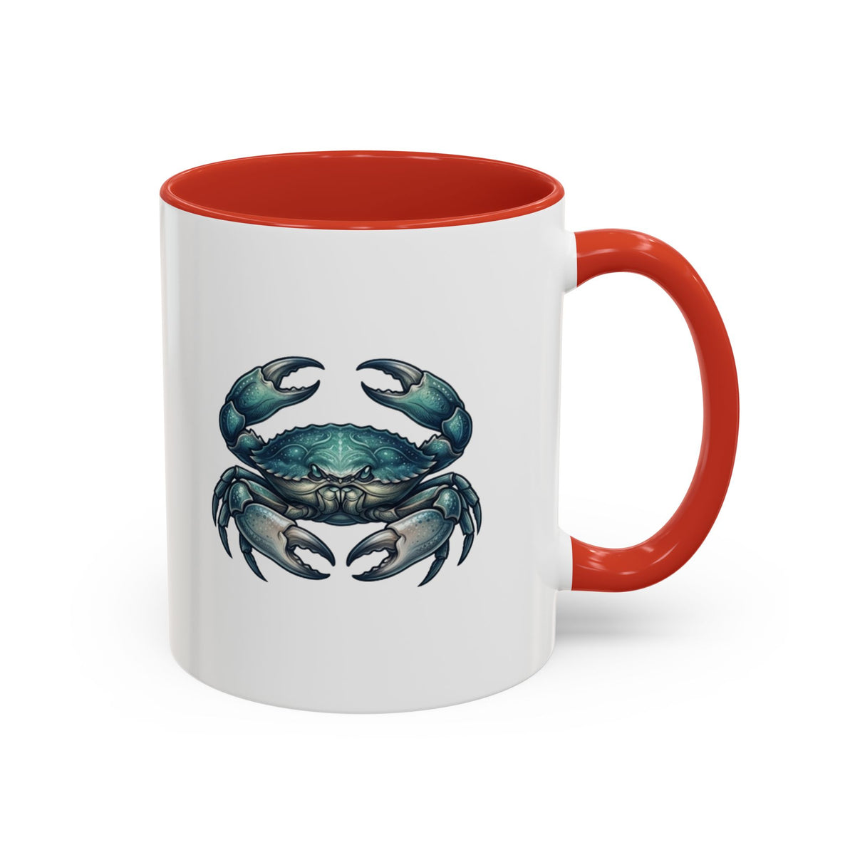 Cancer Zodiac Blue Crab Accent Coffee Mug — Nautical Beach Home Decor Gift