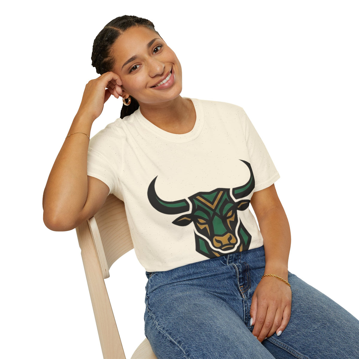 Bull Head Graphic T-Shirt — Tribal Geometric Rodeo Tee