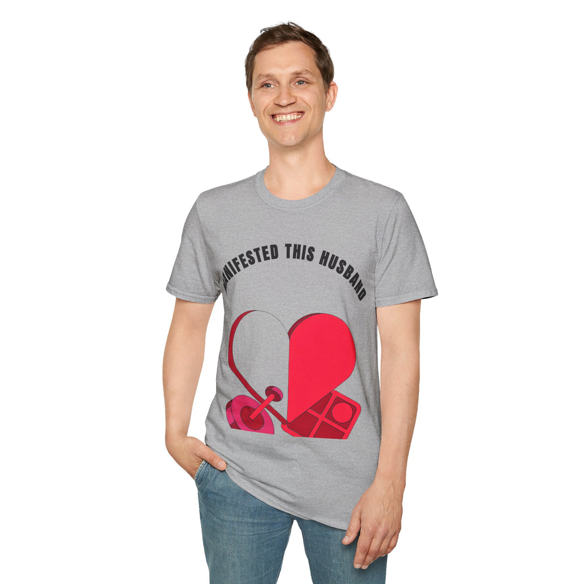 T-Shirt — "Manifested This Husband" Heart Graphic - Trending Now - September 2026