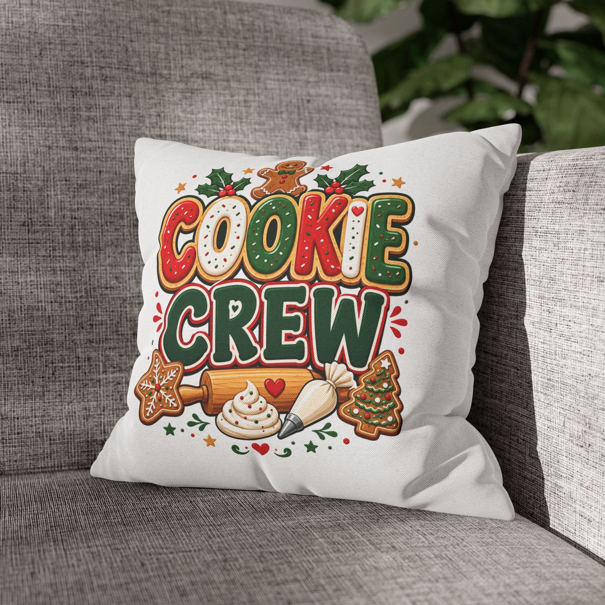 Christmas Cookie Crew Holiday Pillow — Festive Baking Christmas Throw Pillowcase