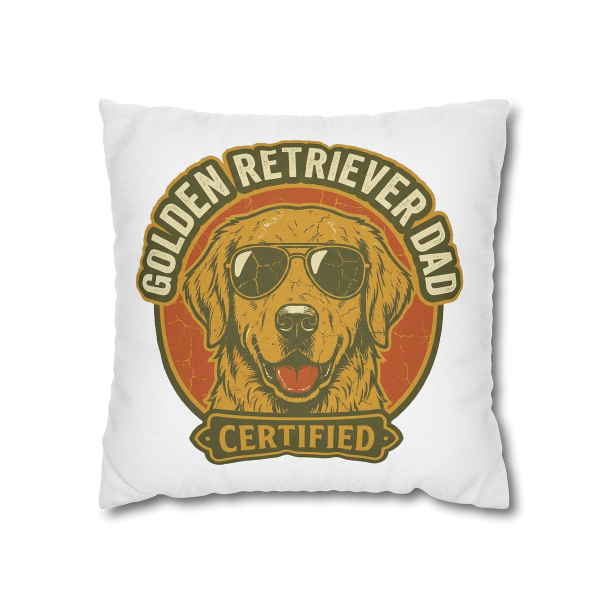 Funny Golden Retriever Dad Pillowcase — "Certified" Dog Lover Throw Pillow Cover