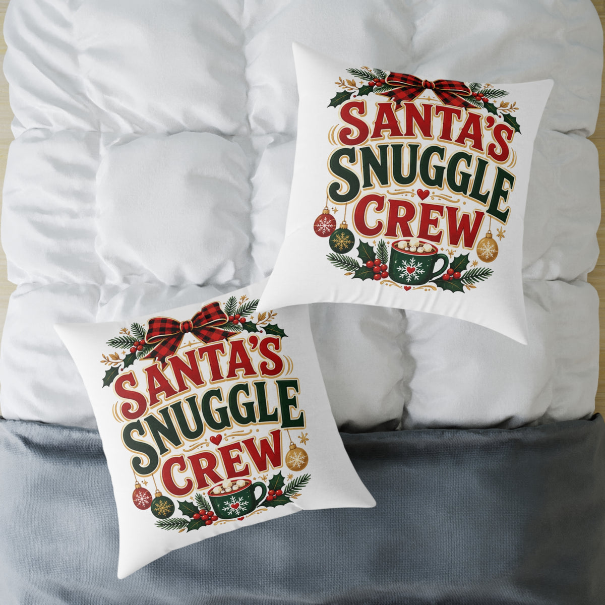 Santa’s Snuggle Crew Christmas Pillow — Festive Holiday Decorative Throw Pillow