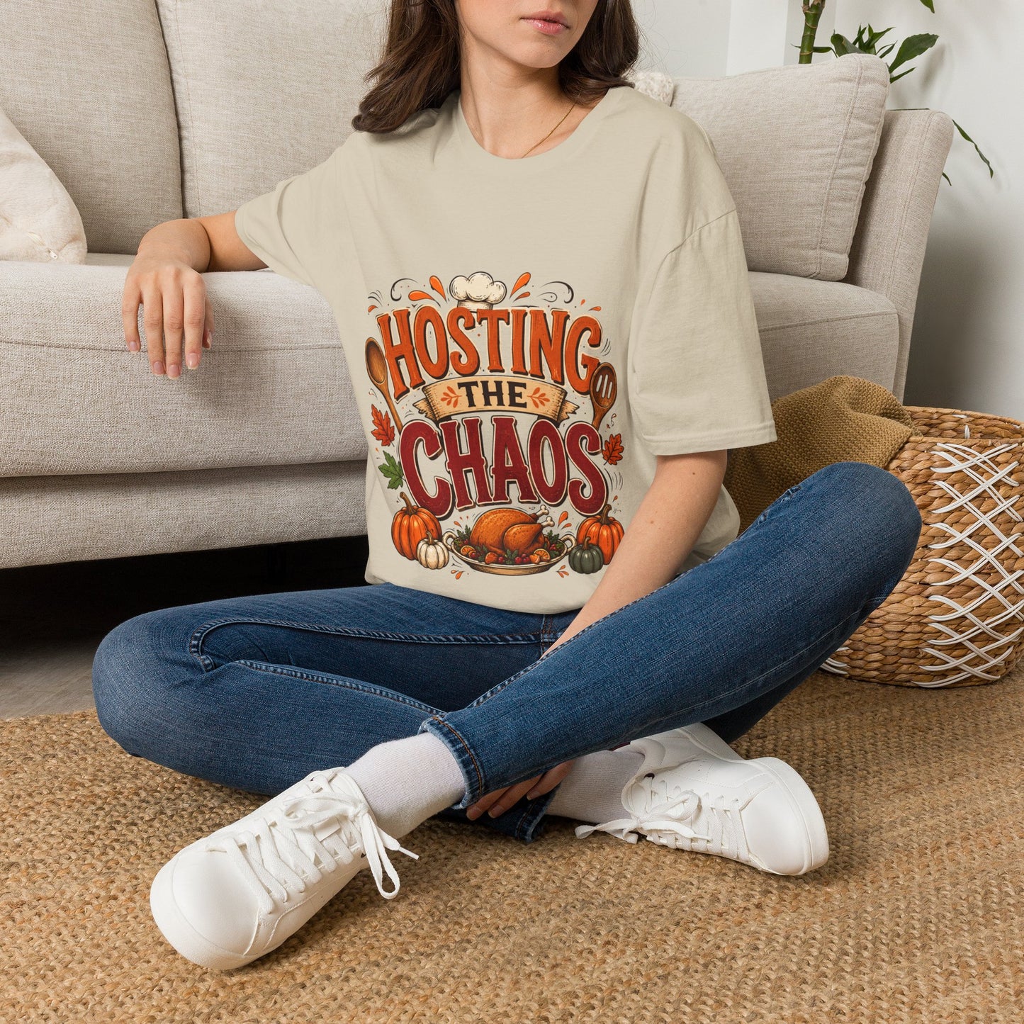 Hosting the Chaos T-Shirt — Funny Thanksgiving Cooking Shirt for Hosts