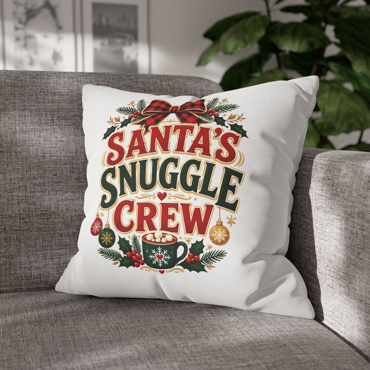 Christmas Santa’s Snuggle Crew Throw Pillow Pillowcase