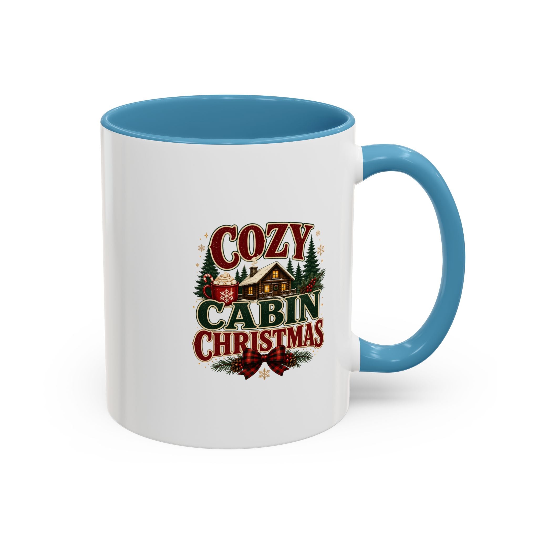 Cozy Cabin Christmas Accent Coffee Mug – Holiday Cabin Coffee Cup