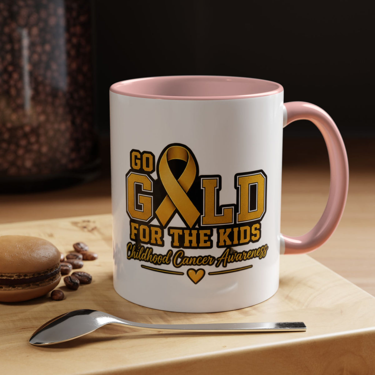 Gold For The Kids Coffee Mug — Childhood Cancer Awareness Accent Mug (11/15oz)