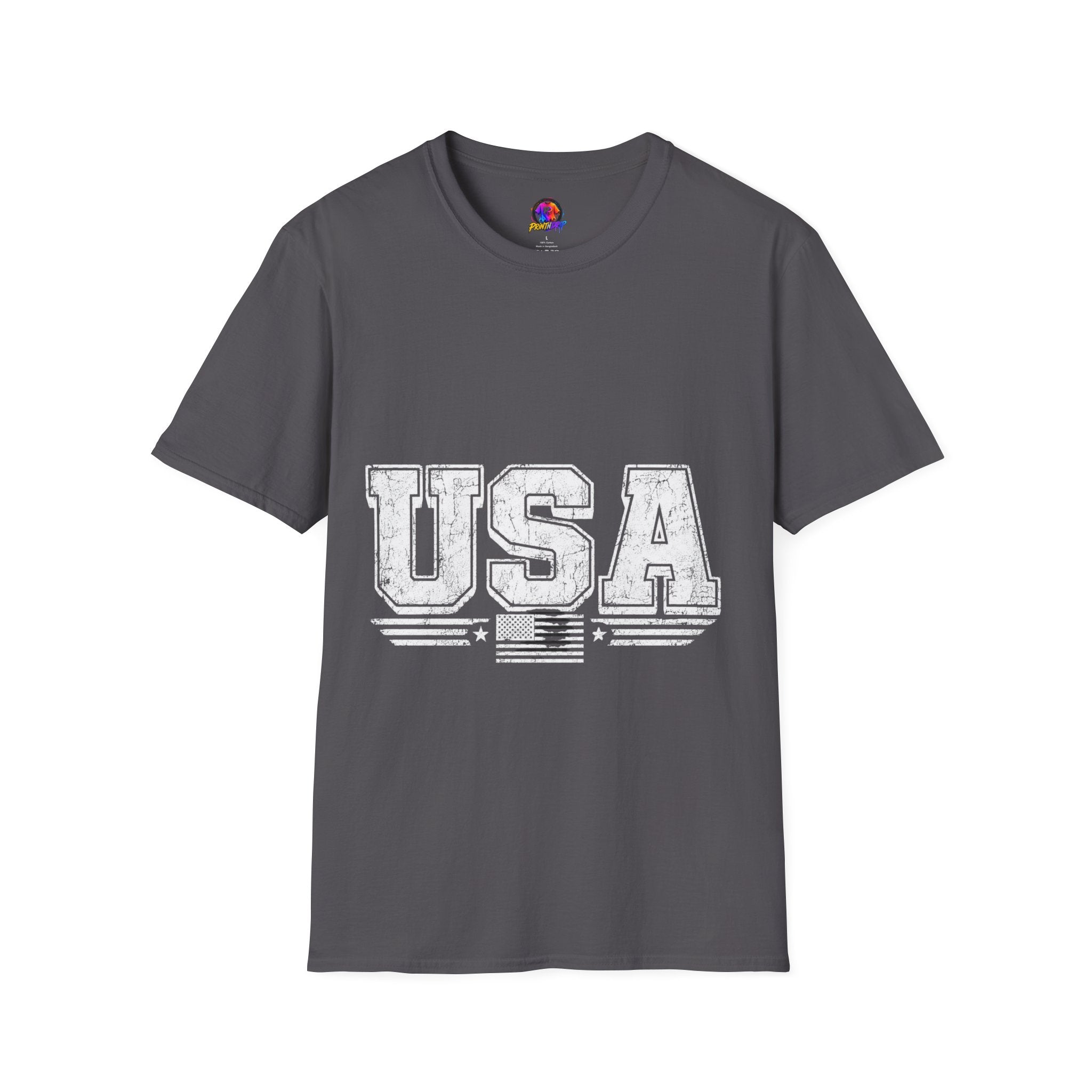 USA Vintage Block T-Shirt — Patriotic Americana Graphic Tee