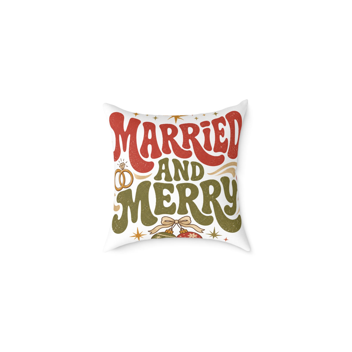 Christmas Married and Merry Holiday Pillow — Festive Wedding & Christmas Decorative Pillow