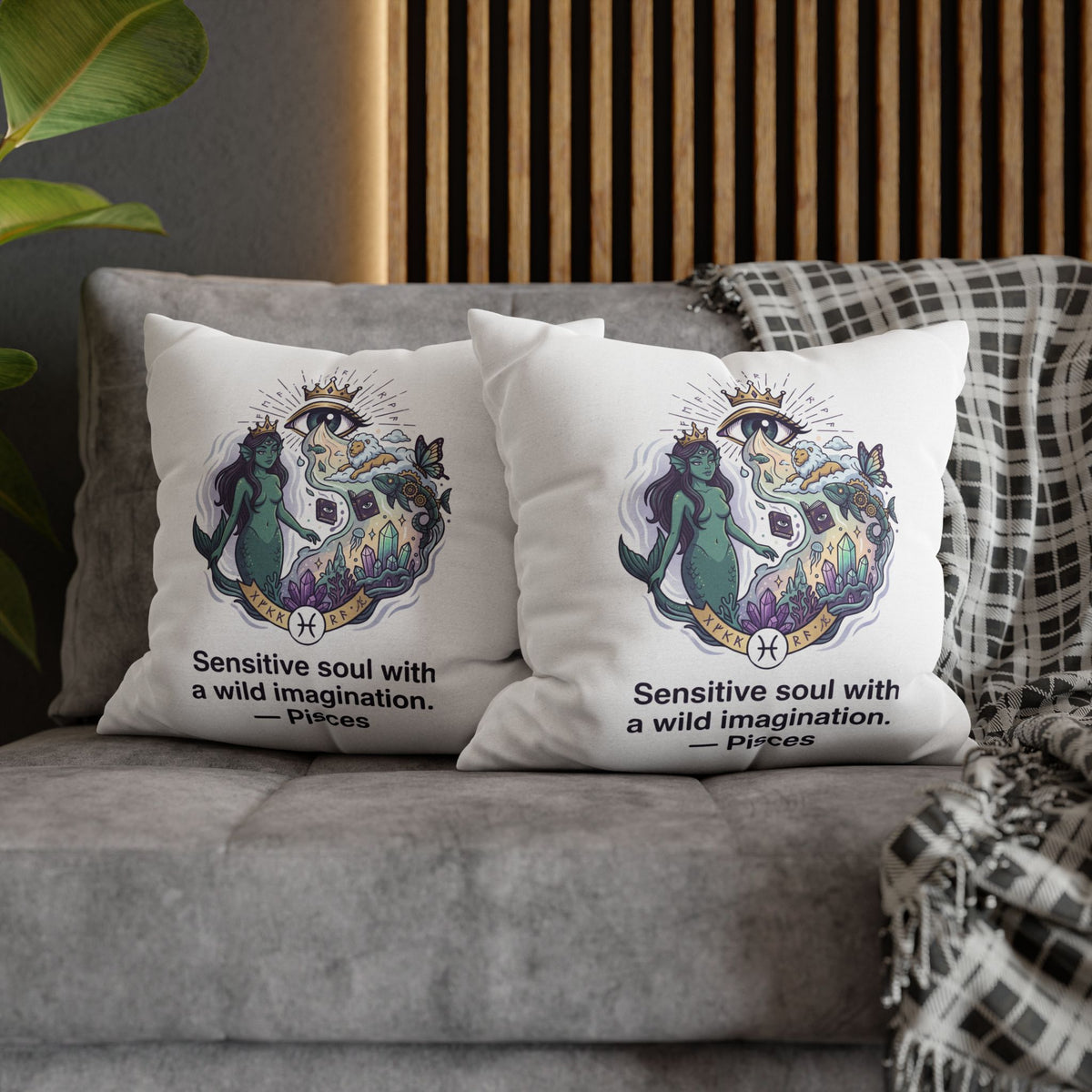 Pisces Zodiac Pillowcase — "Sensitive soul with a wild imagination" Decorative Throw Pillow Cover