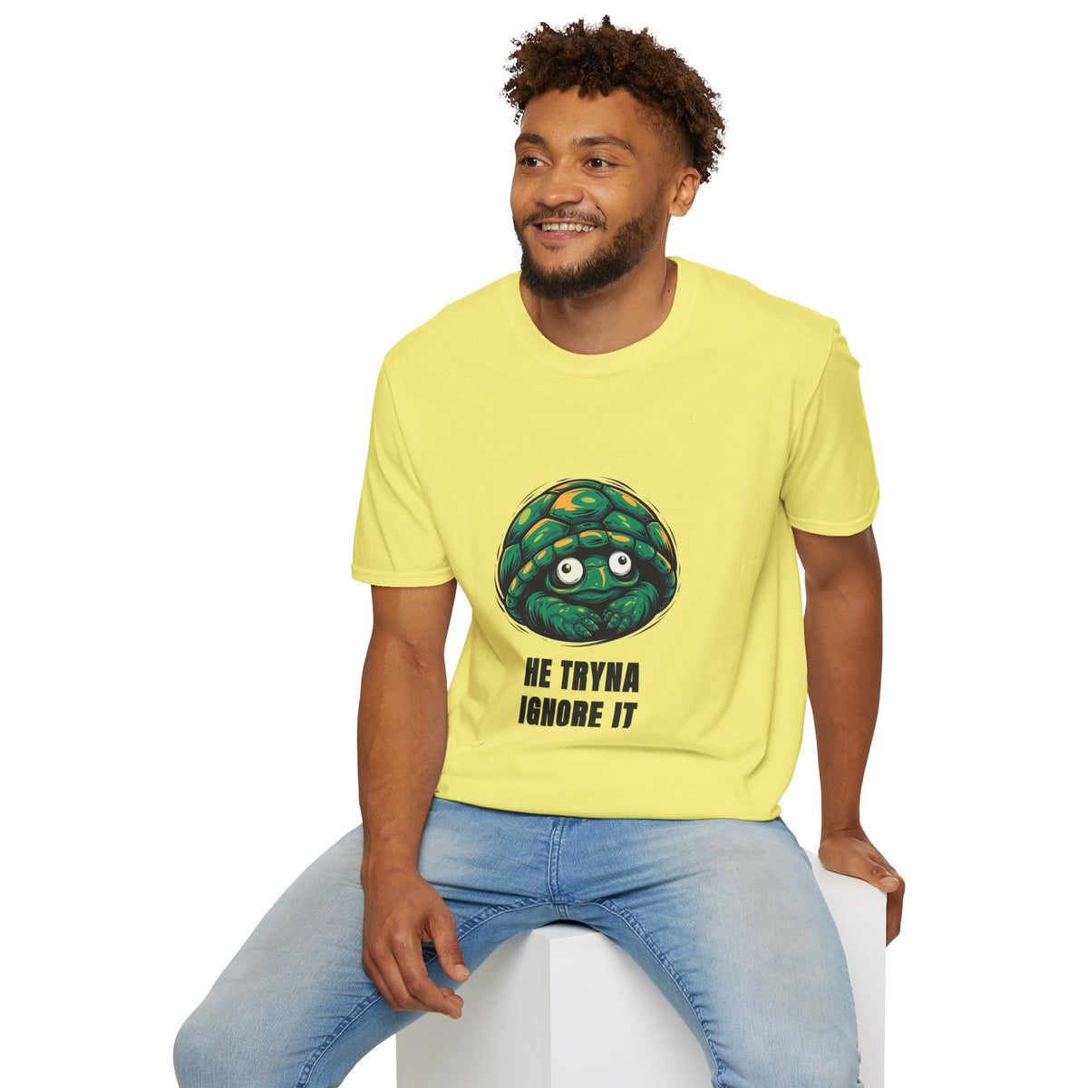 Turtle Peeking T‑Shirt — "He Tryna Ignore It" Cute Cartoon Tee - Trending Now - August 2026