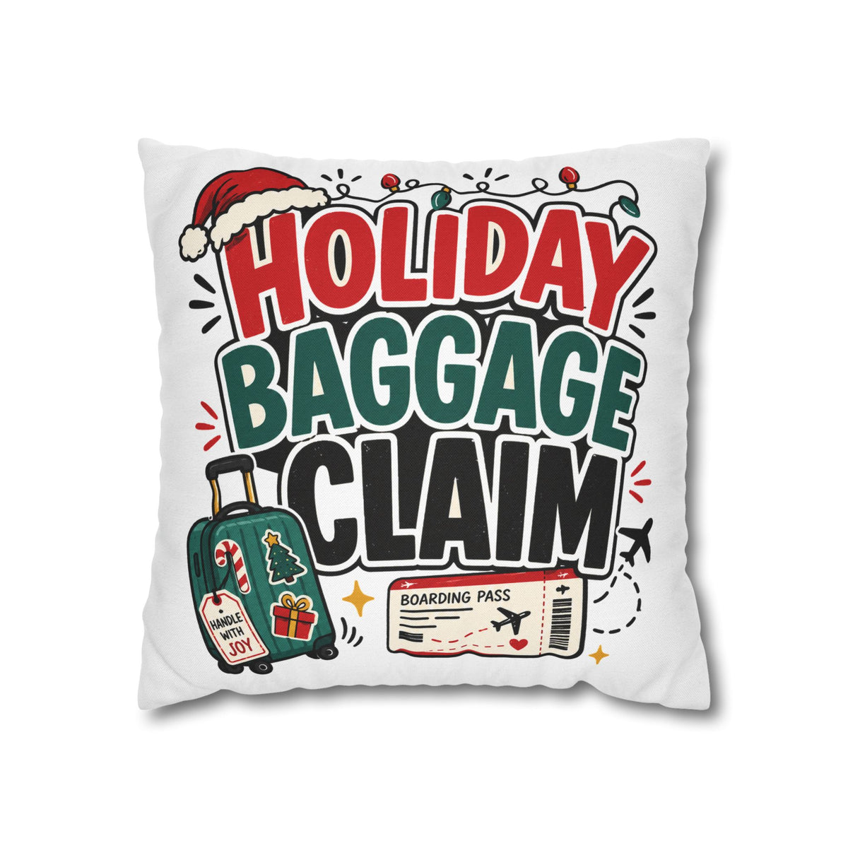 Holiday Baggage Claim Pillowcase Modern Day Christmas  - Funny Christmas Travel Decorative Throw Pillowcase