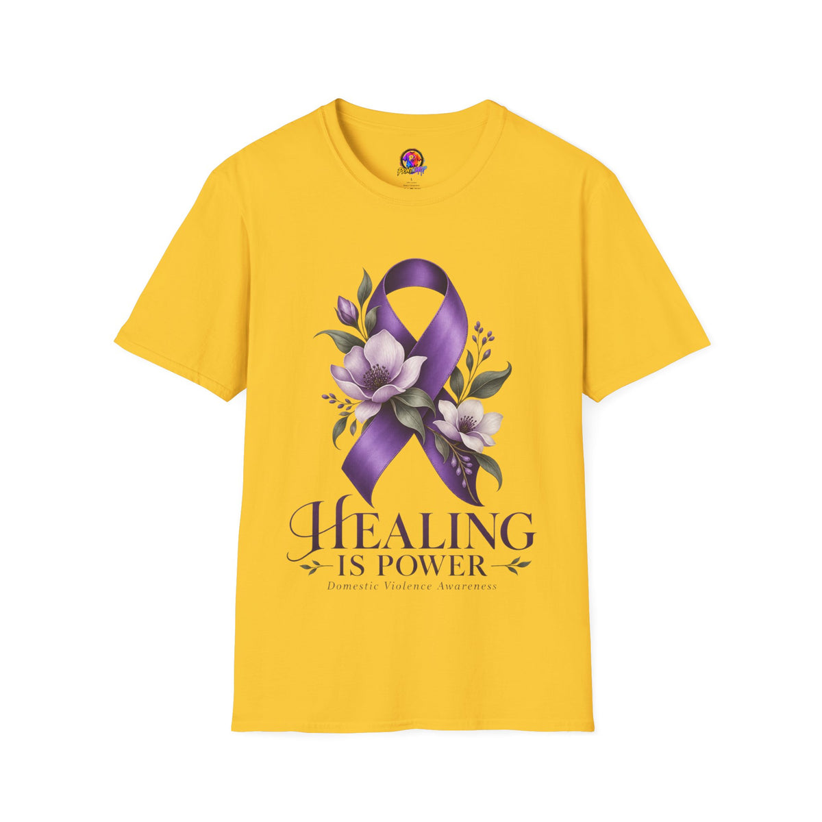 Healing Is Power Purple Ribbon Awareness Domestic Violence  T-Shirt