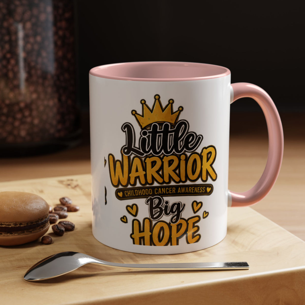 Little Warrior Childhood Cancer Awareness Coffee Mug – "Big Hope" Accent Mug