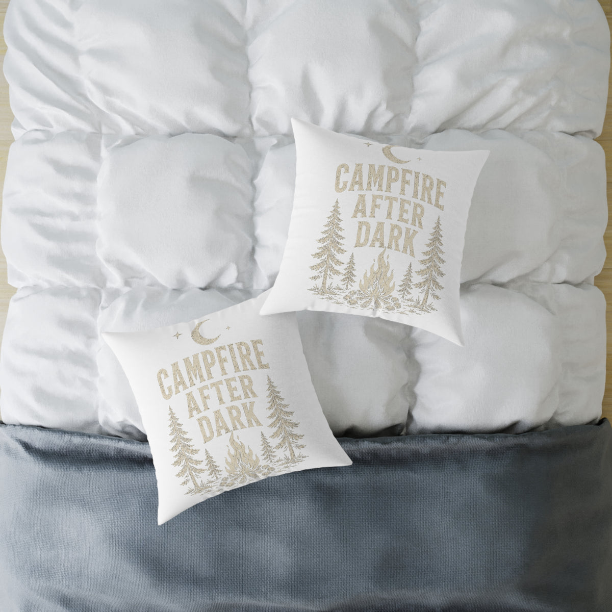Campfire After Dark Throw Pillow Milo Bailey Dog Dad Mom — Outdoor Cabin Decor