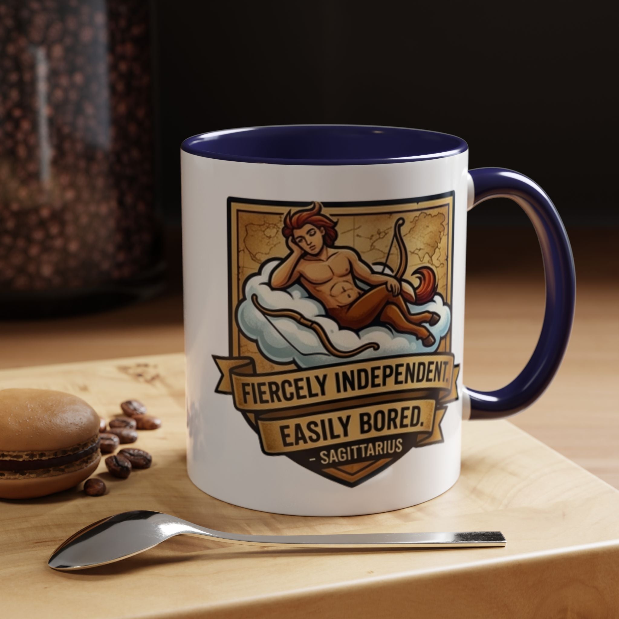 Sagittarius Coffee Mug — "Fiercely Independent, Easily Bored" Zodiac Accent Mug (11/15 oz)