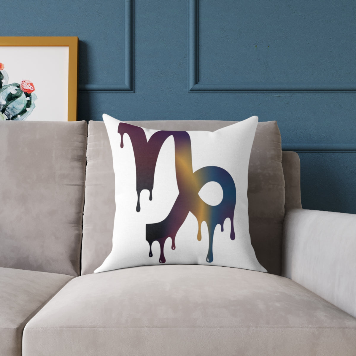 Capricorn Drip Zodiac Pillow — Astrological Decorative Throw Cushion