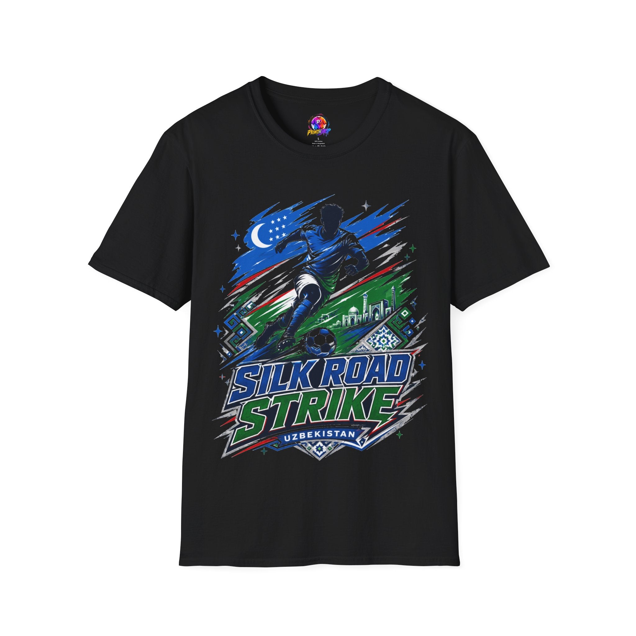 Silk Road Strike Soccer T-Shirt — Uzbekistan Football Graphic Tee