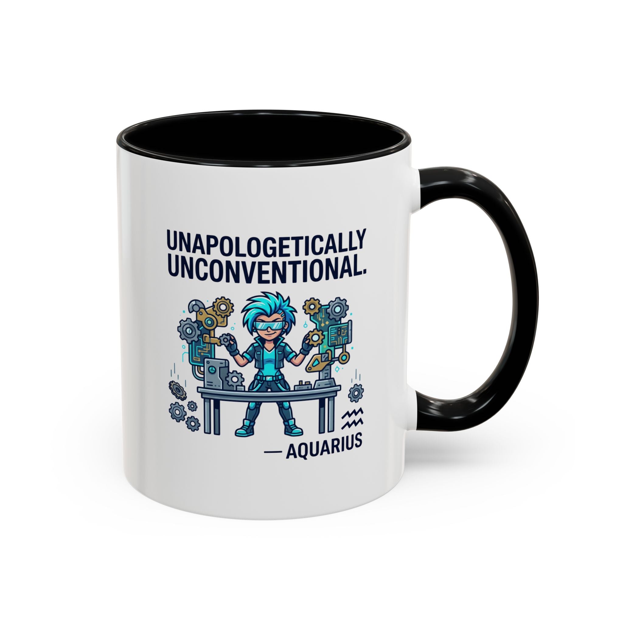 Aquarius Coffee Mug - "Unapologetically Unconventional" Zodiac Accent Mug 11oz
