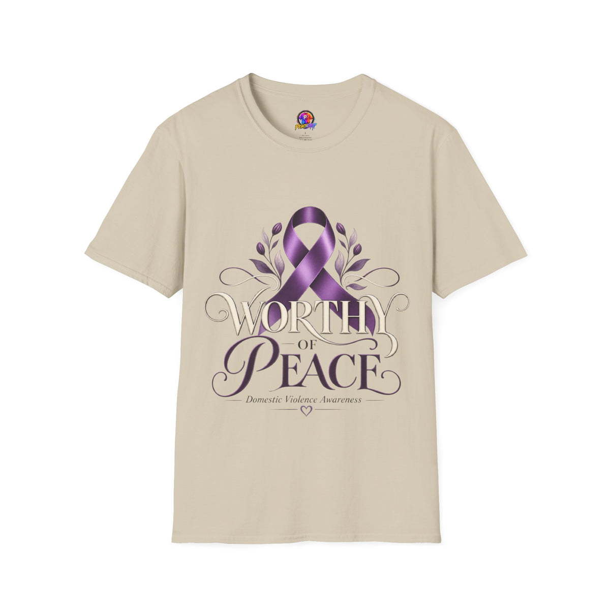 Worthy of Peace Purple Ribbon Domestic Violence  Awareness T-Shirt