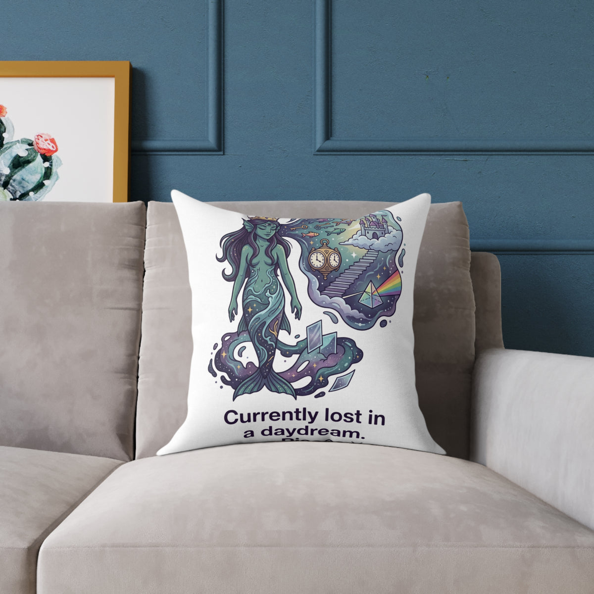 Pisces Zodiac Currently Lost In A Daydream Square Poly Canvas Pillow