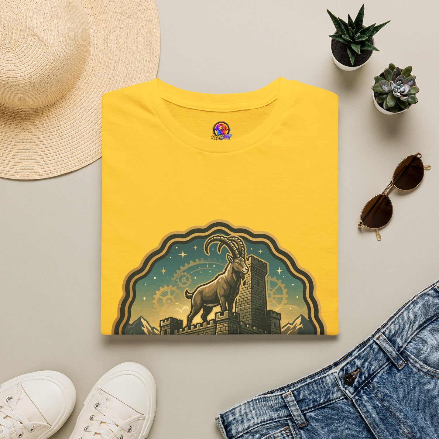 Silent Moves, Loud Results Goat Graphic Tee — Motivational Mountain Goat Shirt