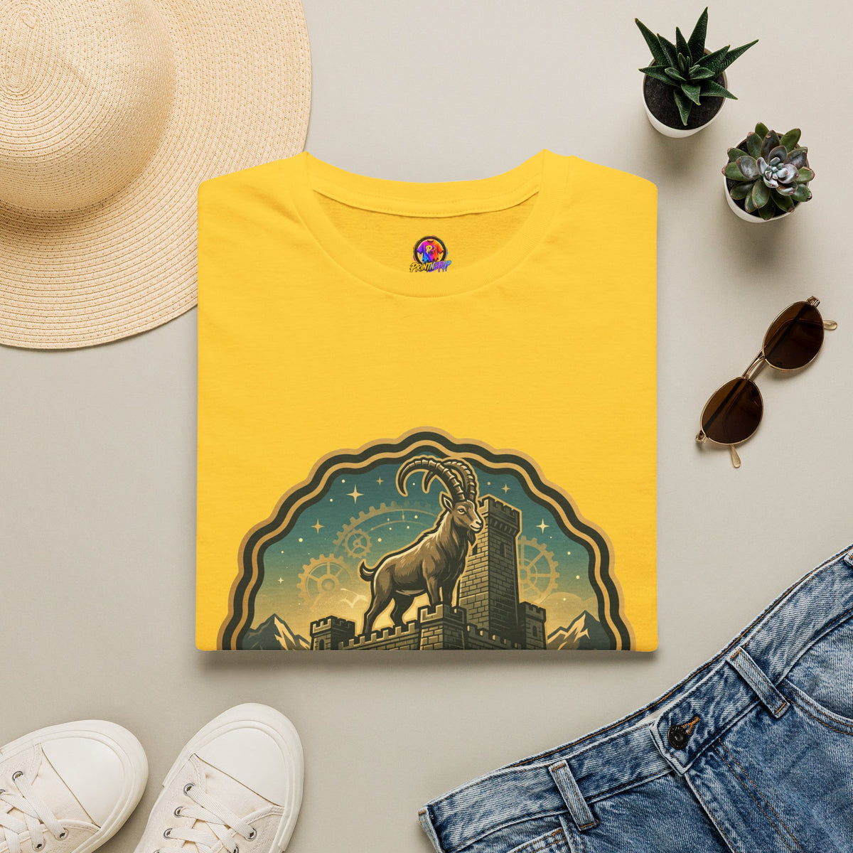 Silent Moves, Loud Results Goat Graphic Tee — Motivational Mountain Goat Shirt