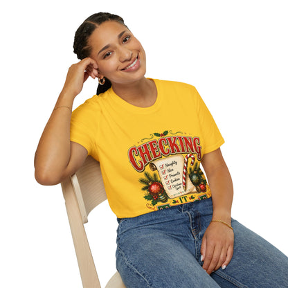 Checking It Twice Christmas T-Shirt — Naughty or Nice Holiday Tee