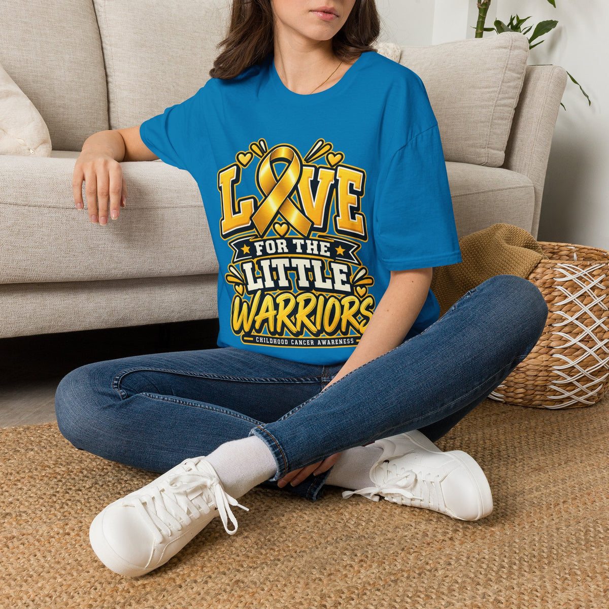 Childhood Cancer Awareness T-Shirt — "Love for the Little Warriors" Yellow Ribbon