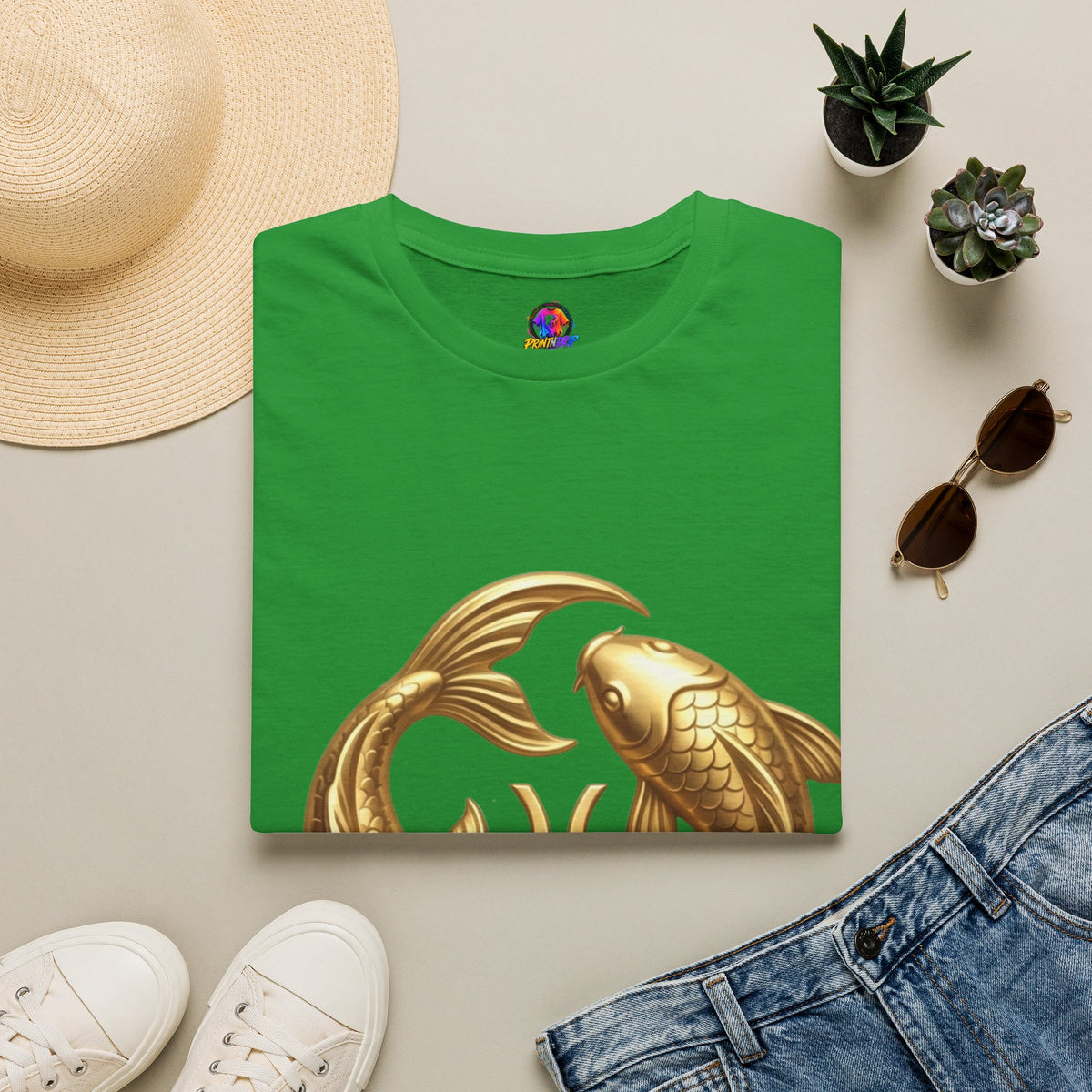Pisces Gold Fish T-Shirt — Zodiac Symbol Astrology Tee