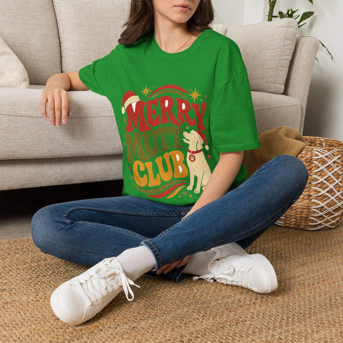 Merry Mutt Club T-Shirt — Retro Christmas Dog Lover Tee