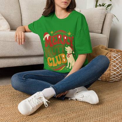 Merry Mutt Club T-Shirt — Retro Christmas Dog Lover Tee