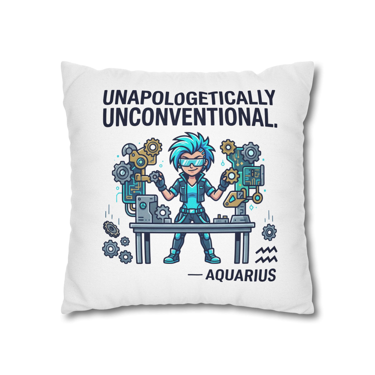 Aquarius Zodiac Spun Polyester Square Pillowcase