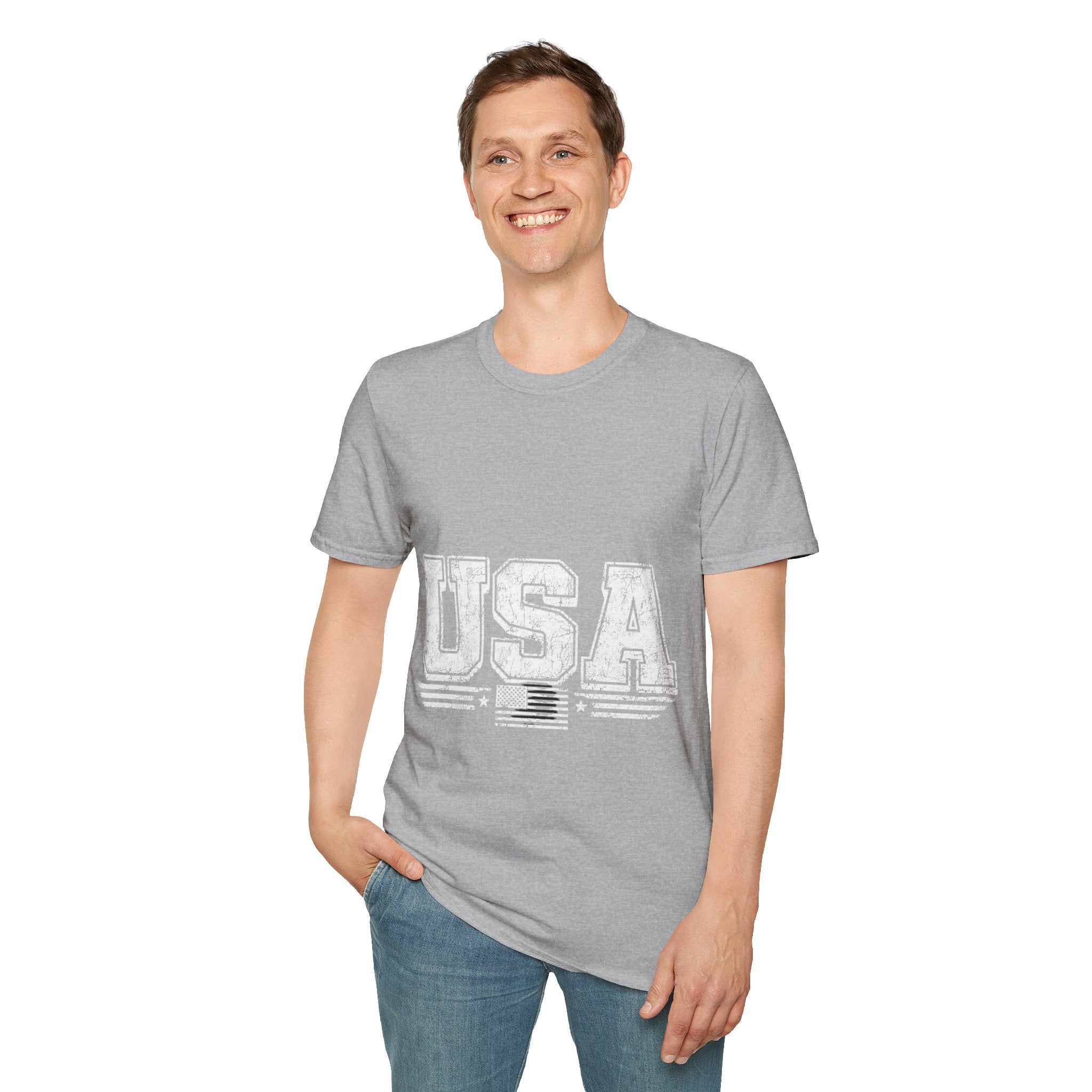 USA Vintage Block T-Shirt — Patriotic Americana Graphic Tee