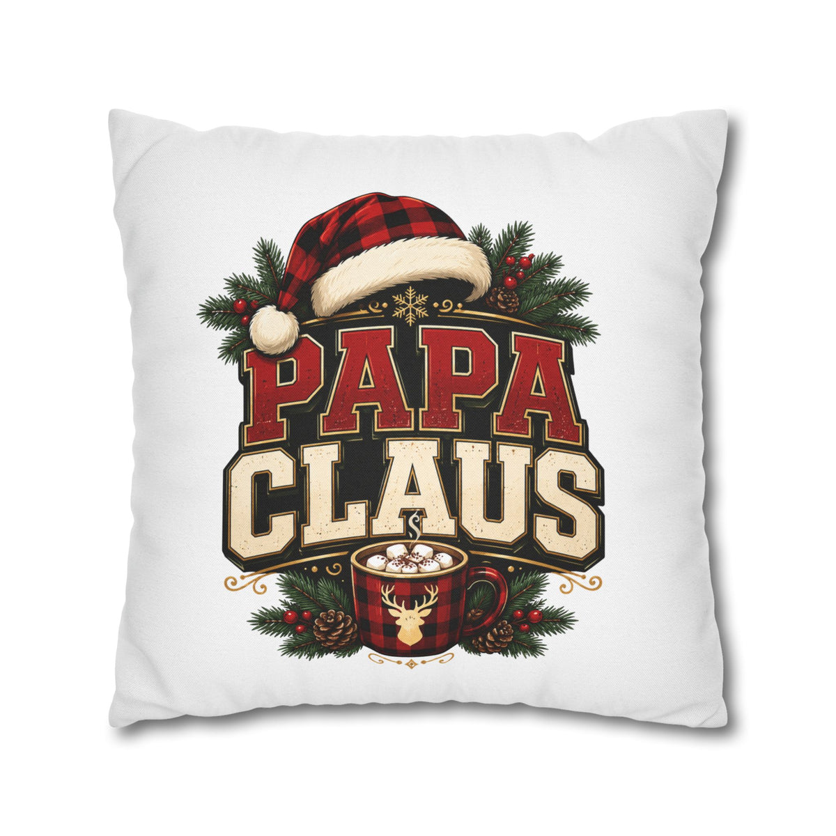 Christmas Papa Claus Holiday Pillowcase — Festive Christmas Cushion Cover for Dad
