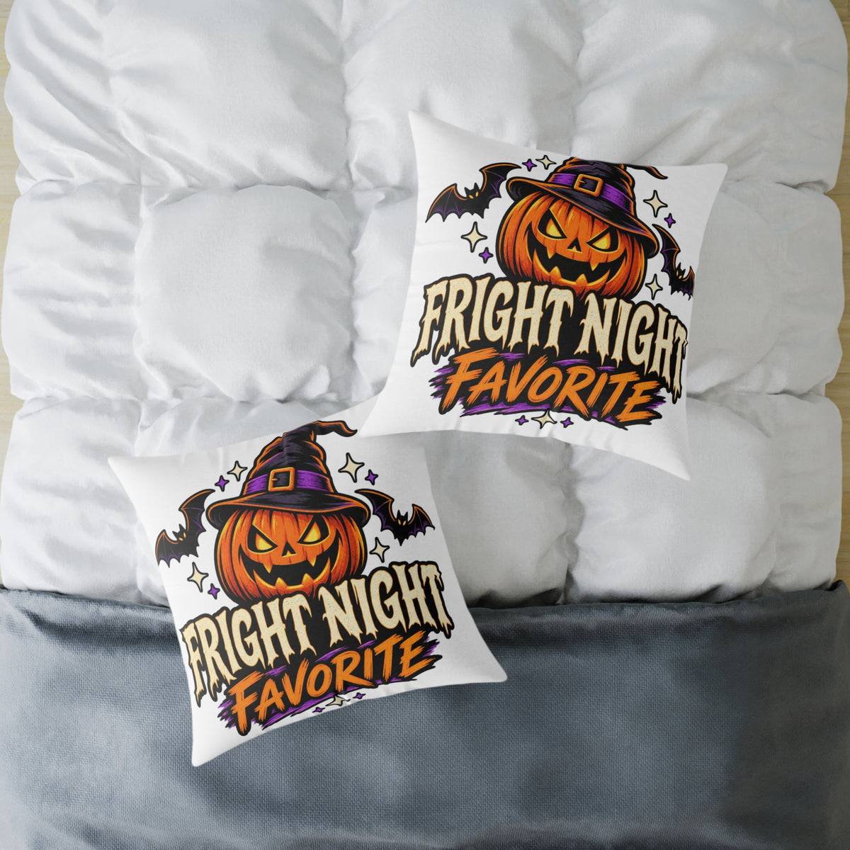 Halloween Pumpkin 'Fright Night Favorite' Square Pillow