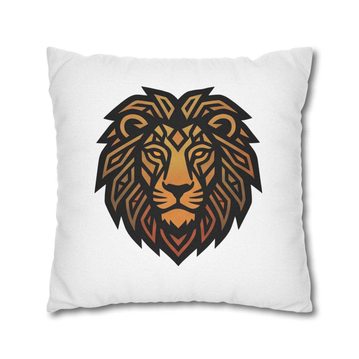 Leo Lion Head Decorative Pillowcase — Geometric Tribal Lion Throw Pillow Cover