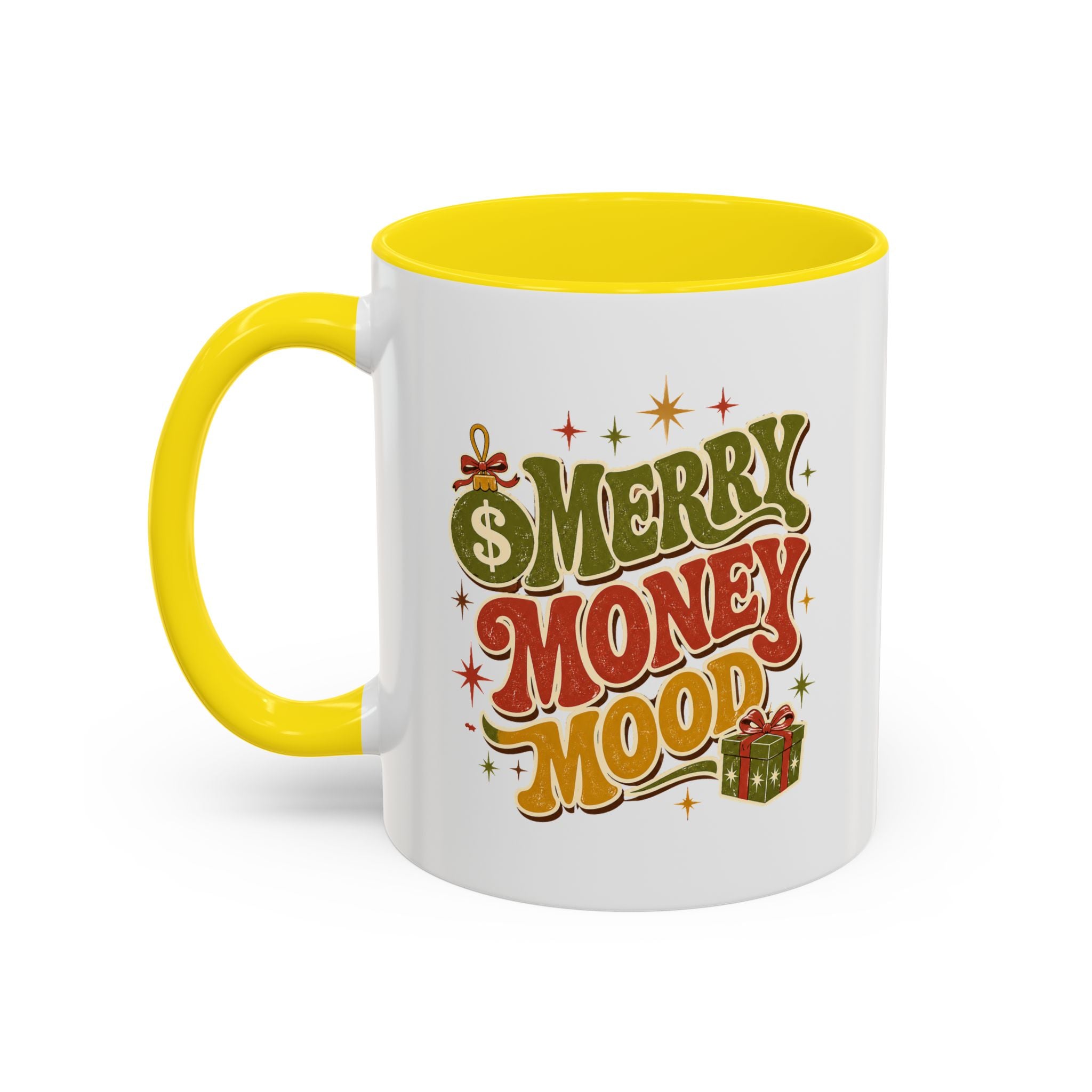 Modern Day Christmas Merry Money Mood Coffee Mug – Holiday Retro Gift Mug